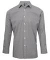 PR220 Mens Long Sleeve Gingham Microcheck Shirt Black / White colour image